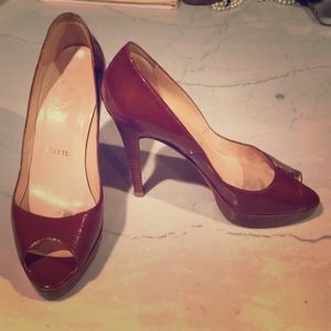 Christian Louboutin Brown Peep-toe Heel, 7.5